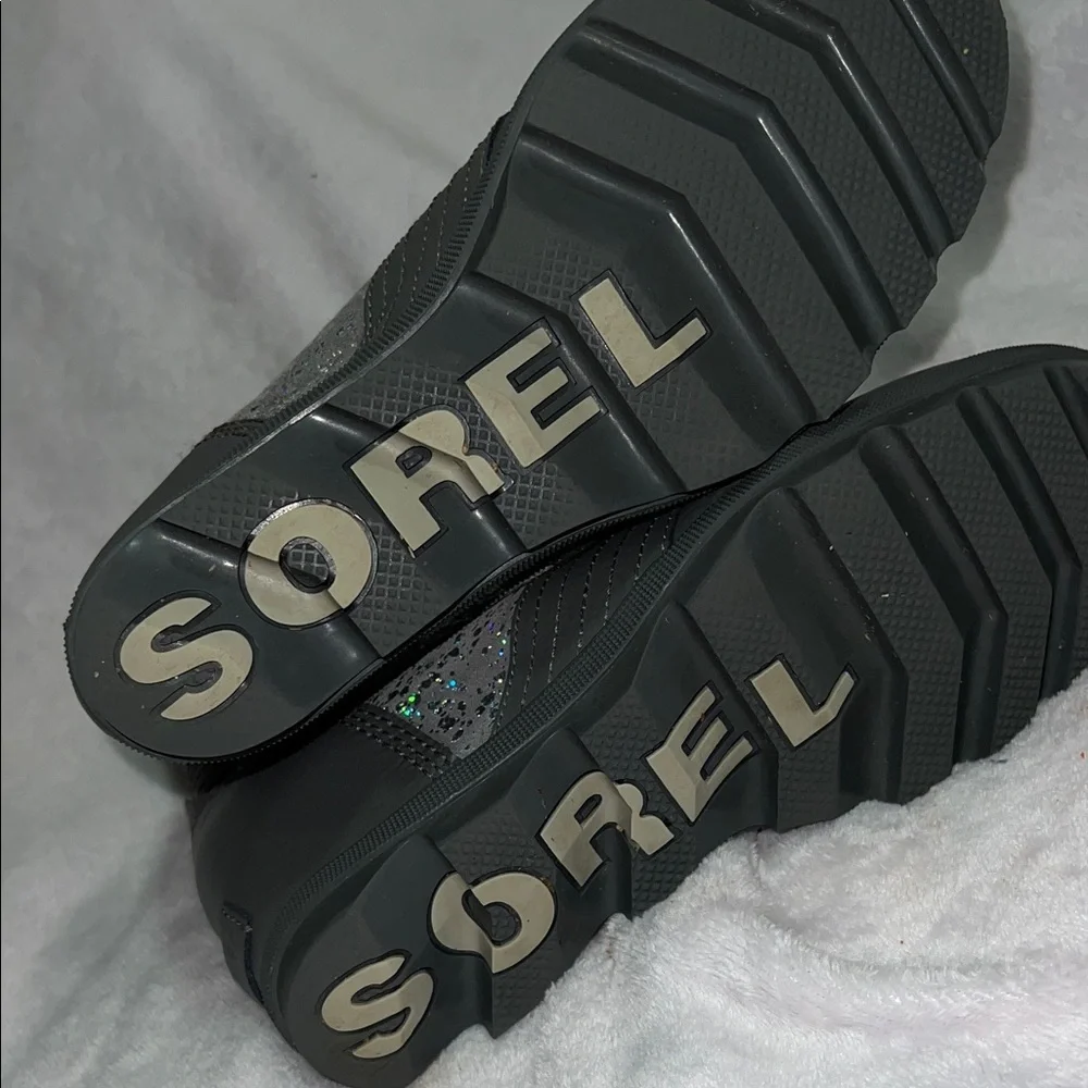 Sorel Women's Boot Sz 5 Gray Lexie Leather Suede Glitter Wedge Waterproof Snow - Picture 8 of 8